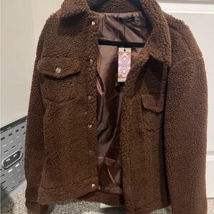 Boohoo Brown Teddy Jacket